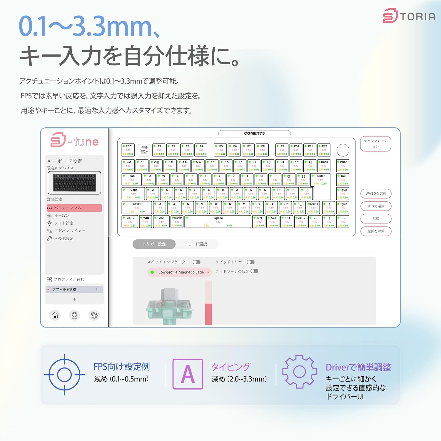 STORIA Gaming Low-profile Keyboard Comet75 White 5